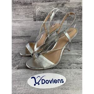 Rachel & Zoe Womens Silver Strappy High Heel Sandals Size 9